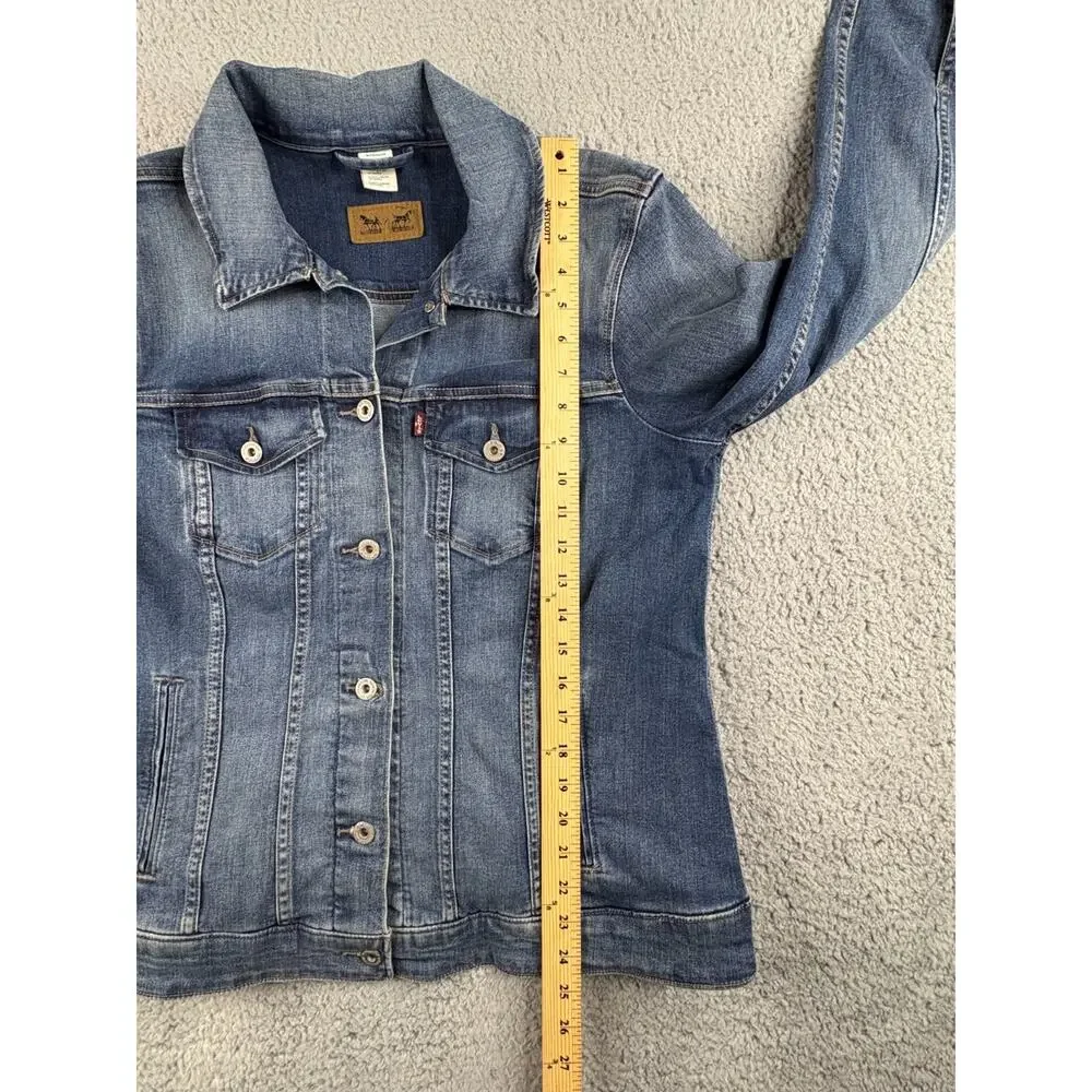 Levi's Denim Trucker Jacket Men's XL Blue Jean Collared Faded Long Sleeves